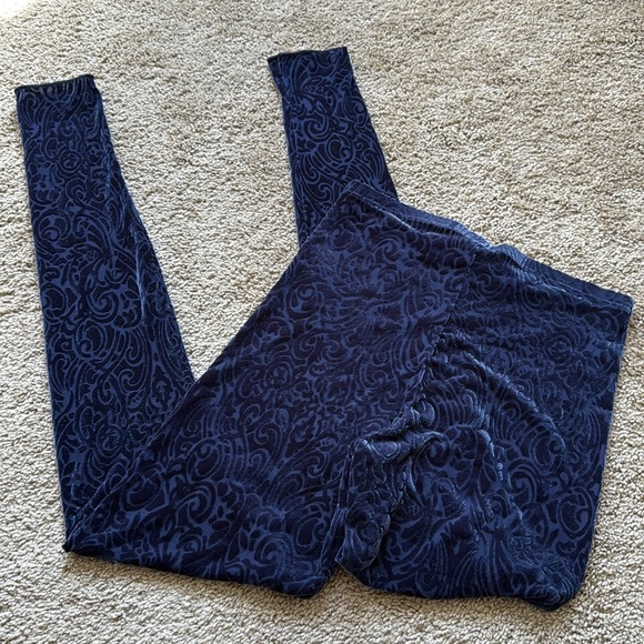 Wolford Ada Leggings Sapphire Blue Velvet Pattern Leggings - Picture 8 of 8